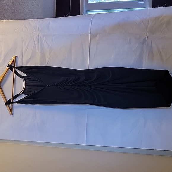 Le Chateau Ruched Navy Blue Dress - Picture 2 of 5